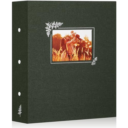 Lanpn Album Photo 11,5x15 11x15 1000, Grand Geant Capacité Format Lin Tissu Album pour Vertical Horizontal Photos Pochette (Vert)