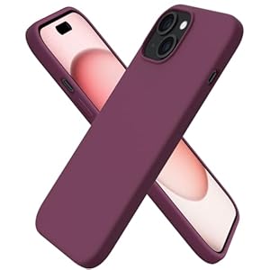 ORNARTO Compatibel met iPhone 15 Hoesje 6,1 inch, slanke vloeibare siliconen 3 lagen volledig bedekt zacht gelrubber 15 iPhone hoesje cover 6,1 inch wijnrood