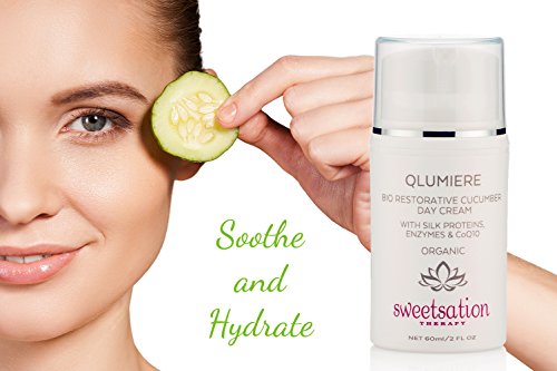 Sweetsation Therapy / Yunasence Qlumiere Bio-Restorative Cucumber Day Cream With Silk Amino Acids, Hyaluronic Acid, Enzymes, Antioxidants, Spirulina Sea Kelp, Caviar, Coq10, 2Oz. Hydrating Soothing Protecting. #TOP1