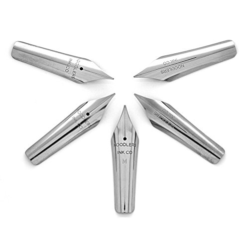 Noodler's Ink Art Nibs, Pack of 5: 2 Each Flex, 2 Each Non-Flex and 1 Each Tipped Non-Flex for Fountain Pens Stainless Steel (18098)