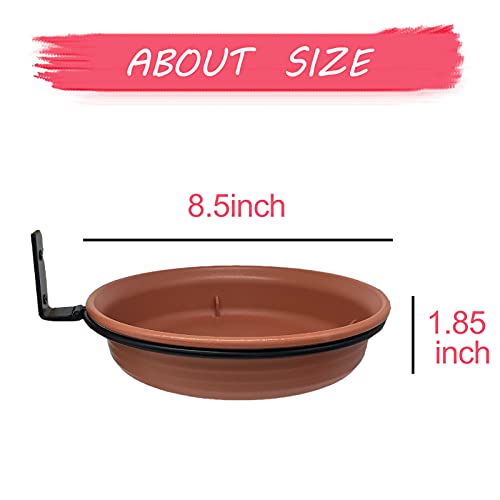 Bird Feeder Tree Mounted With Heavy Duty Sturdy Steel, 8.5” In Diameter×1.85" Deep Brick Red Bird Bath Tray,Installed On Wooden Fences, Trees, Deck,Indoor And Outdoor Walls #TOP1