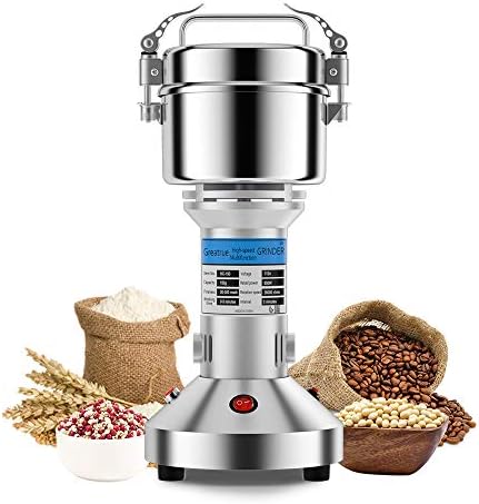 Greatrue Electric Grain Mill Grinder Spice Grinder Flour Mill Wheat Cereals Herb Pulverizer for Kitchen,150g High Speed Dry Spice Grinder Machine
