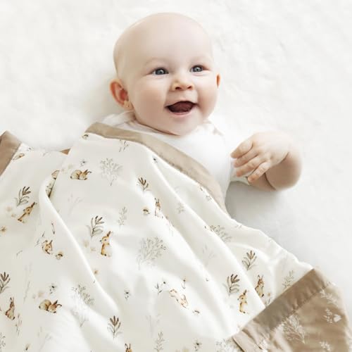 Image of GRSSDER Cotton Muslin Quilt Blanket - Silky Soft and Breathable Baby Blanket Quilt, Oversized Muslin Blankets for Newborns, Toddlers & Kids, 6 Layers Reversible Design for All Seasons, 40 inch x 50 inch