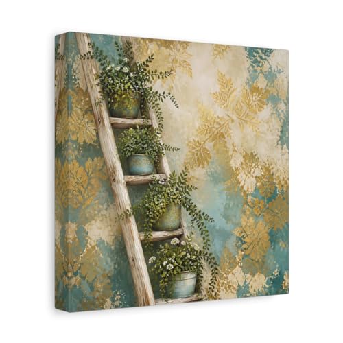 Green gold foliage canvas print pour un salon lumineux et nature