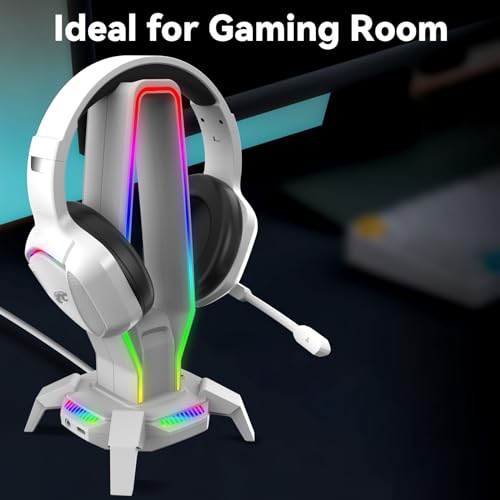 image for IMYB G6 RGB Headphone Stand with 3 USB 3.0, HD Audio, Type-C Port, Gam