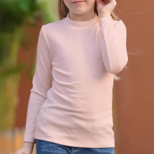 Girls' semi high Neck Long Sleeved Sweater, Comfortable and Versatile, Suitable for Outdoor School Daily wear2