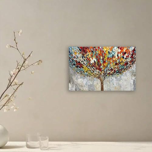 Tableaux sur toile arbre abstrait moderne pour décoration murale colorée impression 40x60cm - 3