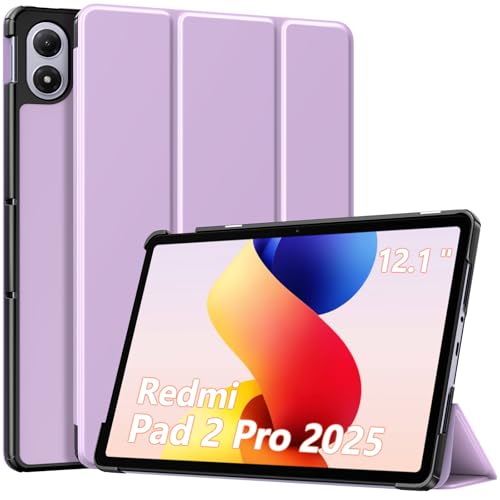 MoKo Funda para Xiaomi Redmi Pad 2 Pro 12,1 Pulgadas 2025, Funda Inteligente Ultrafina con Soporte Plegable, Carcasa Protectora Delgada de Cuero PU con Auto Reposo/Activación, Taro Morado