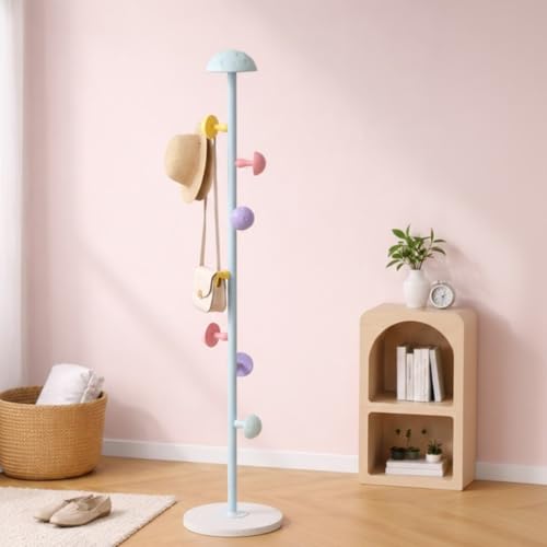 Image of HomeCloud Heavy-Duty Steel Coat Hanging Stand for Home & Boutiques-Freestanding Clothes Hanger Rack for Coats, Jackets, Hats, Bags & Daily Garments (Skyblue)