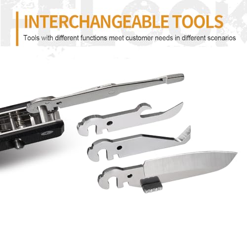 Image of ROXON S504G Mini Flex Companion-7 in 1 Multitool EDC Pocket Knife with G10 Handle, Box Cutter, Short Sheepsfoot Blade, Short Scissors, Bottle & Can Opener, 4mm Bit, Tweezers and Toothpick