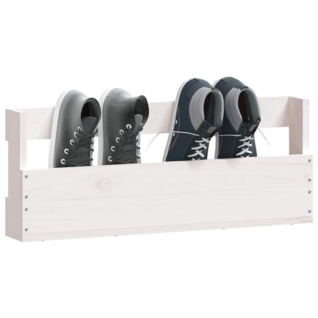 Regał ścienny na buty, 2 szt. biały, lite drewno sosnowe, 59 x 9 x 23 cm, regał na buty do korytarza, przedpokoju, wejścia, zajmuje mało miejsca, z systemem porządkowania i miejscem do