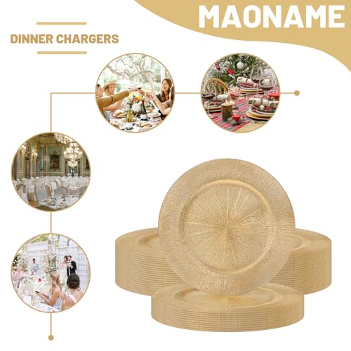 MAONAME 50 Platos Cargadores Redondos 13 Pulgadas Dorado miniatura 5
