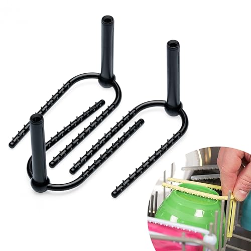 Prevent plastic bowls, bottles, small items, dishes and cups from tipping over in dishwasher top shelf with Dish-Flip holder - dishwasher net alternative (Pack of 3)