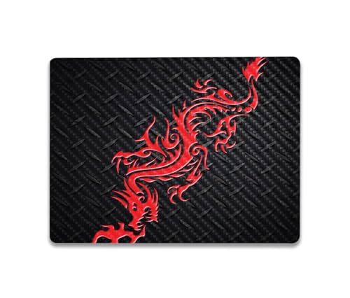 Image of MightySkins Carbon Fiber Skin Compatible with Microsoft Surface Laptop Go 3 (2023) Full Wrap Kit - Red Dragon | Protective, Durable Textured Carbon Fiber Finish | Made in The USA