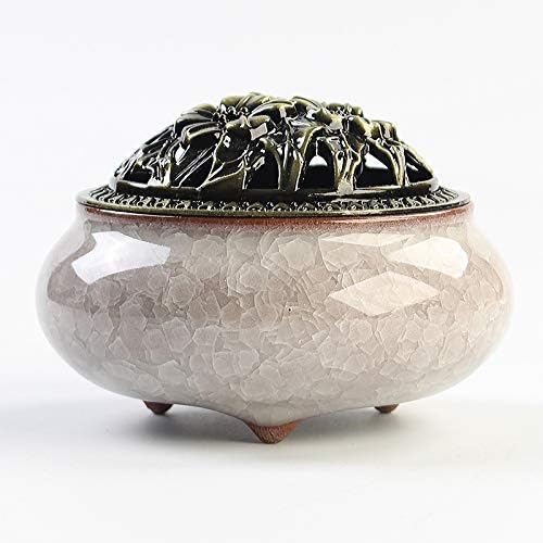 BIVINAR Incense Burner, Ceramic Incense Holder for Sticks or Cone, Coil Incense, Incense Burner for Charcoal Disc, Resin, Sage Cones and Palo Santo (Grey)