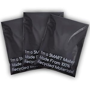 SMART 12×15.5 Recycled Poly Mailers – 200 Pack of Black Eco-Friendly Packaging Mailing Bags | Recyclable & Sustainable, Cute & Stylish Small Business Supplies | 2.5 Mil Thick – 200 Pack