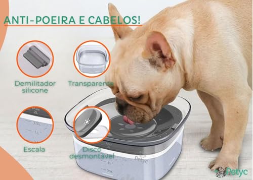 Bebedouro Automático Pelo Seco 2L PETYC Premium Design, 20x11 cm, Produto Petshop Raças de Pelo Long