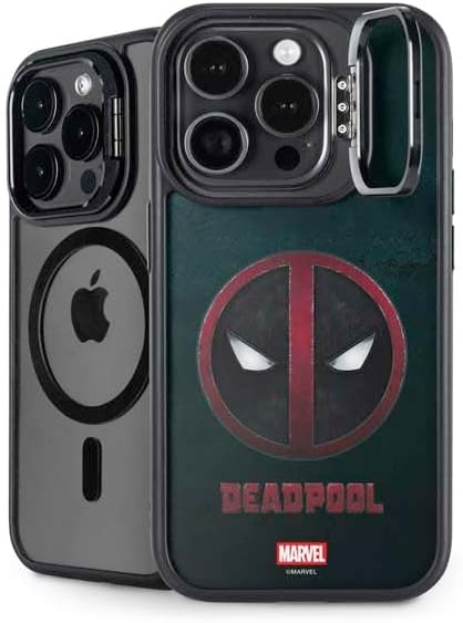 Skinit Kickstand Phone Case Compatible with iPhone 15 Pro - Officially Licensed Marvel Deadpool Legacy Deadpool Red Poster Design