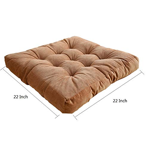 Higogogo Solid Square Seat Cushion, Tufted Thicken Pillow Seat Corduroy Chair Pad Tatami Floor Cushion For Yoga Meditation Living Room Balcony Office Outdoor, Watermelon Red, 22X22 Inch #TOP7