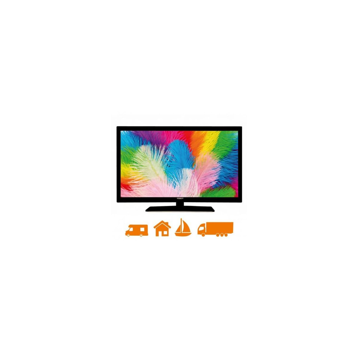 Antarion Zestaw TV LED 22" 55 cm Full HD 12 V + uchwyt do telewizora 180° samochód kempingowy