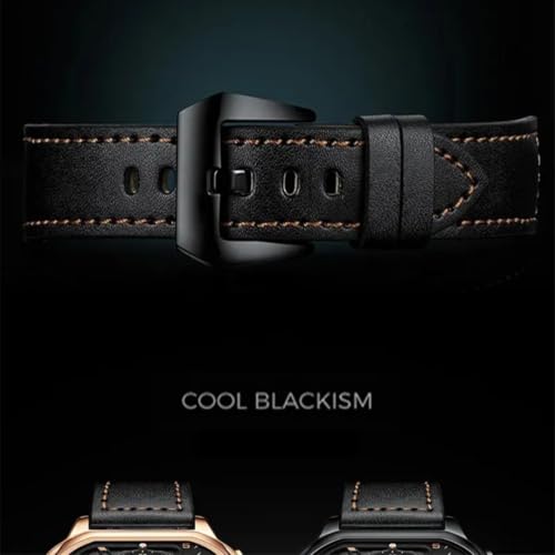 Image of Men's Luxury Square Dial Analog Watch with Leather Strap, Luminous Display, Waterproof Quartz Wristwatch - Casual & Formal Wear