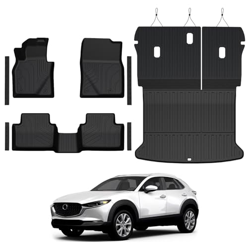 GALVAGNITE Floor Mats for Mazda CX-30 2020-2026 All Weather Floor Mats Trunk Cargo Liner with Backrest Protectors and Door Sill Guards Accessories Full Coverage Set