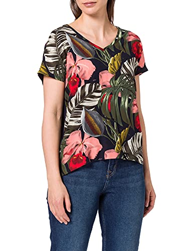 Mexx Womens Printed wonen Front/Jersey Back Blouse, Dark Sapphire (Navy), M Cover