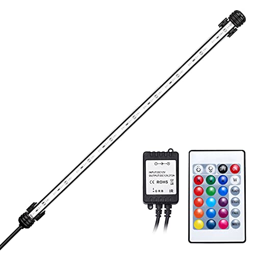 GreenSun LED Lighting Aquarium Light,Submersible Fish Tank Lights with Remote,12V 27 LEDs 5050SMD Underwater Strip Light for Fish Tank, RGB 48cm/18.9 Inches