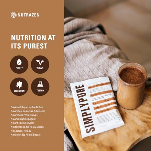Image of SimplyPure Fermented Yeast Protein Powder - Cold Coffee - 1kg | 25.5g Complete Protein | Muscle Recovery & Lean Muscle Support | Vegan Protein Powder for Gym, Fitness & Active Lifestyle | PDCAAS 1.0 | Easy to Digest with Probiotics & Enzymes