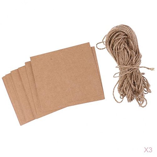 MERISHOPP™ 150X Brown Kraft Paper Blank Card with Twine Bow Rustic Wedding Place Name Card 3