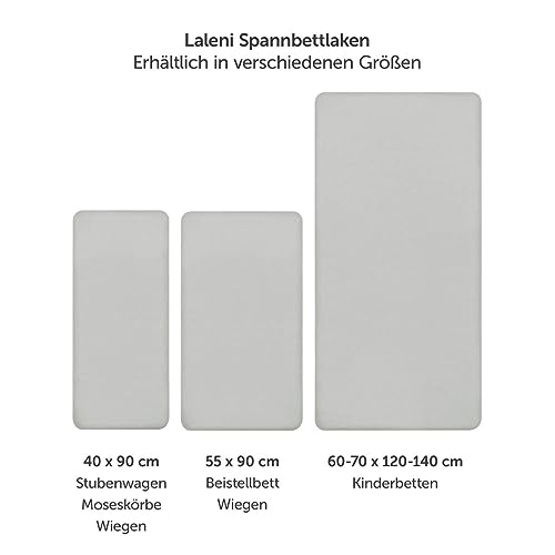 Laleni Jersey Spannbettlaken, 28x73cm, für Baby Beistellbett & Stubenwagen, 100% Baumwolle, Oeko-TEX Zertifiziert, 2er Set, Grau – Ansicht 2