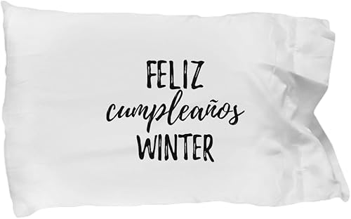 Feliz Cumpleanos Winter Pillowcase Spanish Happy Birthday Personalized Name Gift Pillow Cover Case 20x30
