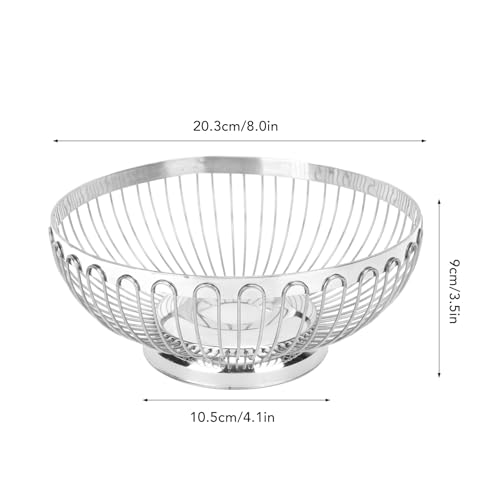 Silver Gray Metal Fruit Plate,Stainless Steel Fruit Basket Creative Fruit Rack Round Fruit Plate Decorate Home Kitchen Countertop Place Bread Snacks And Candies(S)