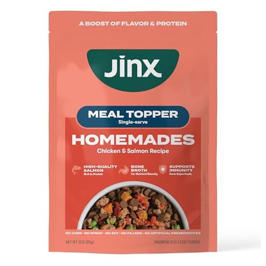 Jinx Salmon Grain Free Wet Dog Food Toppers, Meal or Mix with Dry Dog Food, Made with Real Salmon & Chicken, Bone Broth, No Fillers, Puppy, Adult, Senior, 3oz, 8 Pack