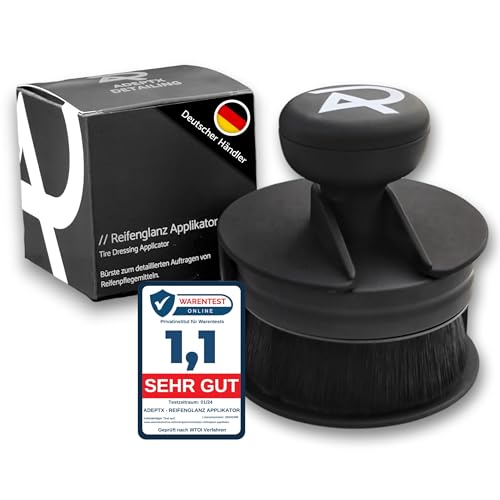 ADEPTX DETAILING Reifenglanz Applikator Bürste - Premium Soft-Touch Oberfläche (Schwarz, Matt) - Detailing Pinsel Tire Dressing Applicator - für glänzende Autoreifen - Professionelle Reifenpflege