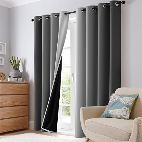 Image of SimpleHome 100% Blackout Ombre Bedroom Curtains Grey and Greyish White,84L | Room Darkening Curtains,Thermal Insulated Grommet Window Drapes and Curtains for Living Room,2 Panels, 52x84 inches Length