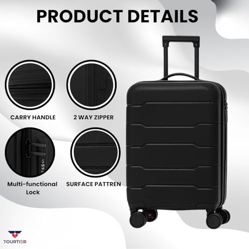 Image of 28-Inch Hard-Shell Luggage Suitcase | Lightweight 3.7 kg | 360 Spinner Wheels | 2-Way Zipper | Multi-Functional Lock | Business & Family Travel Trolley Bag (1, BLACK-20INCH)