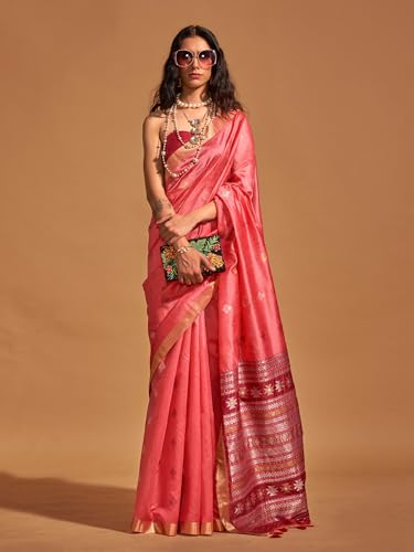 Image of AKHILAM Women's Banarasi silk Ethnic Motif Woven Design Saree With Unstitched Blouse Piece