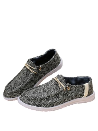 Casual Sneakers with Brown & Orange Heel Accents – Breathable Fabric Walking Shoes with Non-Slip Sole – Lightweight Loafers & Commuter Shoes for Men & Women