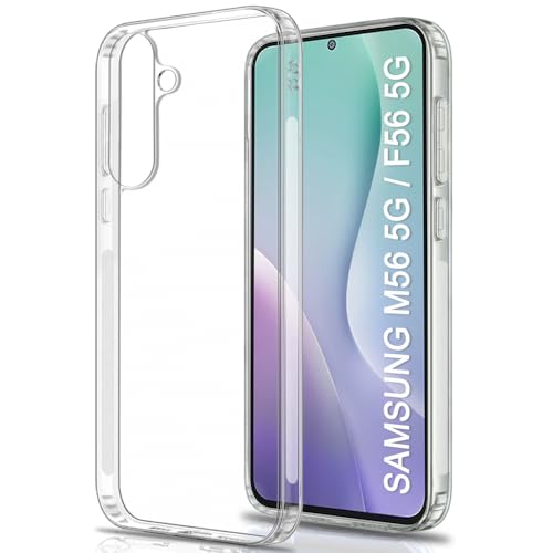 Image of TheGiftKart Back Cover Soft Case for Samsung Galaxy M56 5G / F56 5G | Best Camera Protection | Inbuilt Dust Plugs & Anti-Slip Grip | Ultra Clear Slim Case for Samsung M56 / F56 (Silicone, Transparent)