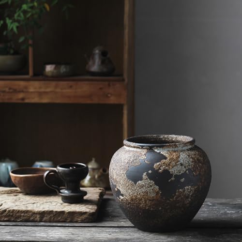 Denique-Rustic-Vase-for-Home-Decor-Farmhouse-Terracotta-Vases-Large-Ceramic-Vase-for-Living-Room-Decor-Black-Pottery-Vase-Large-Clay-Vase-Rustic-Farmhouse-Tabletop-DecorA-20cm Denique Rustic Vase for Home Decor Farmhouse Terracotta Vases Large Ceramic Vase for Living Room Decor Black Pottery Vase Large Clay Vase Rustic Farmhouse Tabletop DecorA 20cm