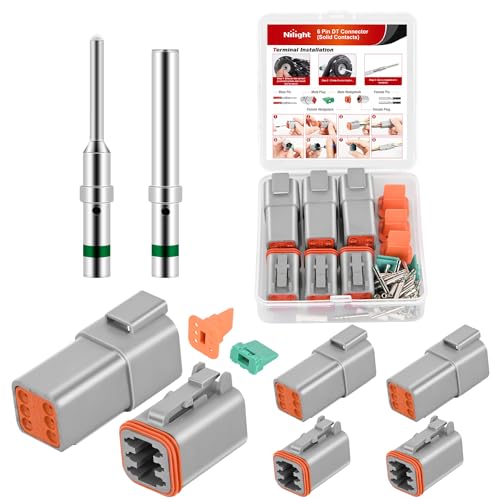 Image of Nilight 6 PIN DT Connector Kit 3 Sets Size 16 Solid Contacts | Waterproof Male Female Terminal for 14-20 AWG DT Series Connectors Car Truck Motorcycle Off-Road Vehicles Boat
