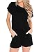 ANRABESS Women's Summer Solid Jumpsuit Casual Loose Short Sleeve Jumpsuit Rompers with Pockets Elastic Waist Playsuit Black-M BYF-33