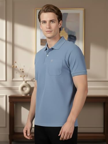 Image of Lux Cozi Men's Cotton Blend Polo T-Shirt with Chest Pocket | Collar T-Shirts for Men | Half Sleeves | Plain - Regular Fit (Pack of 1)
