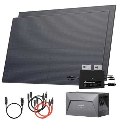 Solarway® 1000W Balkonkraftwerk mit Speicher 800W komplett Steckdose - neuester 800 Watt Wechselrichter - 1,6 kWh Anker Solix 1-500W Solarmodule & Envertech & Anker