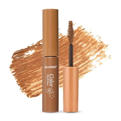 QIAWES Brow Gel Mascara, Brow Mascara That Tints, Fills And Tames Brows - Waterproof Eyebrow Gel, Brunette, Vegan And Cruelty-Free (Light Brown)
