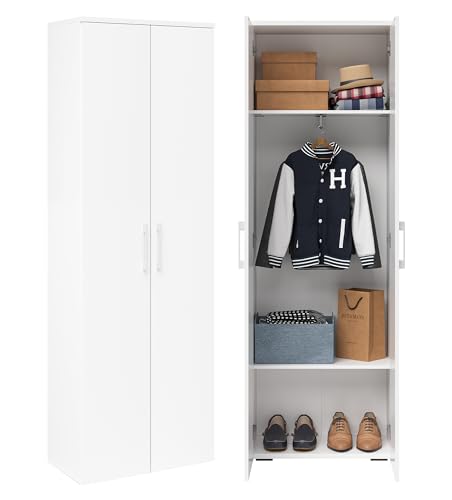 Bellamio Apol Mehrzweckschrank, Garderobenschrank 60 cm breit, Büroschrank weiß, Flurschrank, Aufbewahrungsschrank, Büromöbel, Allzweckschrank (HxTxB): 176x33x60 cm
