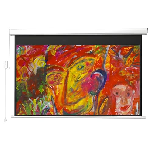 XOBRJQZ Motorized Projector Screen with Remote, 16:9 8K 4K Ultra HD Movie Screen, Wall/Ceiling Mounted Projector Screen Pull Down for Home Theater, Office, Classroom(120 inch)