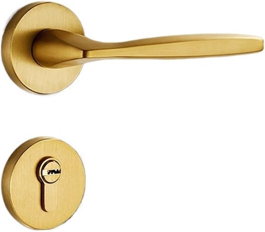 All Copper Indoor Bedroom Door Lock Black Pure Copper Split Lock Villa Home Magnetic Handle Lock Silent Wooden Door Lock(A Copper Color Pure Copper Split)