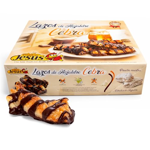 Lazos de Hojaldre Cebra con Chocolate y Miel Pack 12 Uds (2,5 kg) Bollería Artesana Crujiente | Dulces para Desayuno, Merienda y Postre | Ideal Hostelería, Cafeterías y Catering